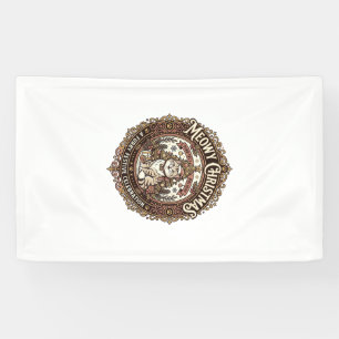 Kattige kerst Kat Kerst Vintage Vector Kunst S Spandoek
