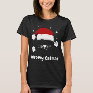 Kattige Kerst Mopshond Katten Kerstman Hoed Kerstm T-shirt