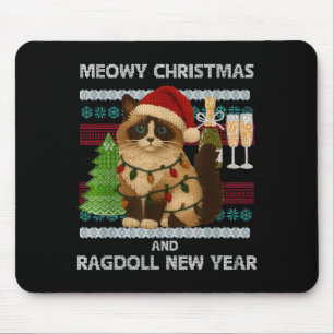 Kattige kerst Mopshond Kerstman Hoed Grappige Katt Muismat