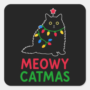 Kattige Kerstdagen Vierkante Sticker