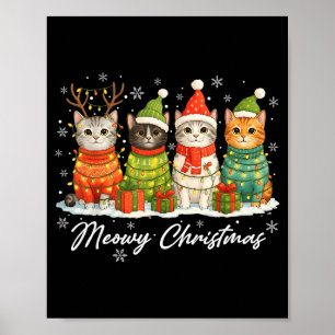 Kattige kerstkatten vakantielichten Koele seizoen Poster