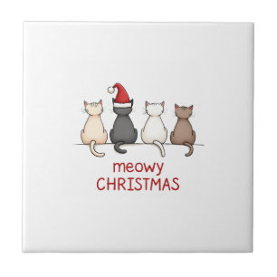Kattige Kerstmis Kat Kerst Schattige Kitten Katten Tegeltje