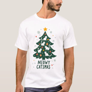 Kattige Kerstmis Kat Kerstboom Kerstmis Grappige K T-shirt