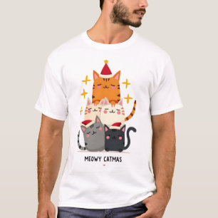 Kattige Kerstmis Kat Kerstboom Xmas (3) T-shirt