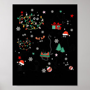 Kattige Kerstmis Kat Kerstmis Schattige Kitten Kat Poster