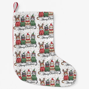 Kattige Kerstmis Kat Kute Katten met Kerstman Hoed Kleine Kerstsok