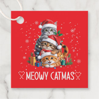Kattige Kerstmis Katten Kerstboom Kerstmis Grappig Bedankjes Labels