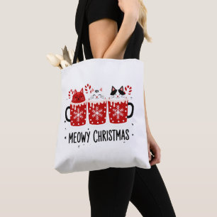 Kattige Kerstmis Katten Warme Cacao Kerststok Kers Draagtas