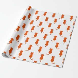 Kattige pret voor altijd Whimsical katten Oranje k Cadeaupapier
