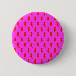Kattige pret voor altijd Whimsical Rode Katten Roz Ronde Button 5,7 Cm