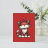 Kattige Rode Hartjes Schattig en Leuk Briefkaart (Staand voorkant)