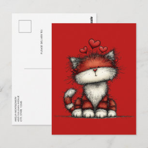 Kattige Rode Hartjes Schattig en Leuk Briefkaart