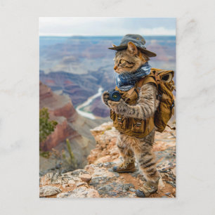Katverkenner aan de rand van de Grand Canyon Feestdagenkaart