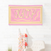Katy design roze en gladde crème belettering poef spandoek (Insitu)