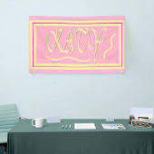 Katy design roze en gladde crème belettering poef spandoek (Beurs)