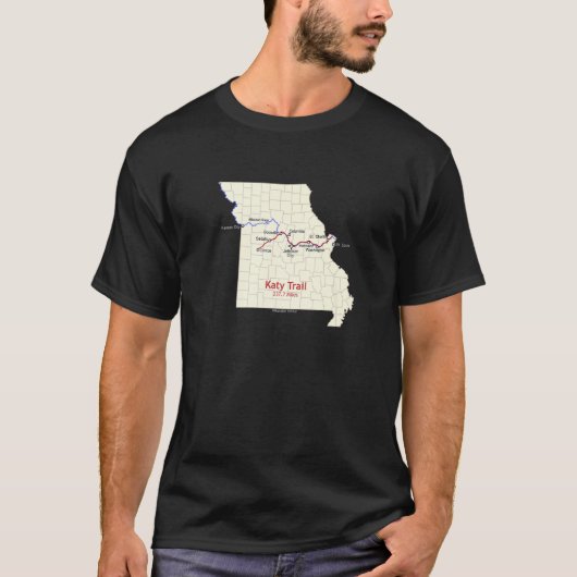 Katy Trail Route Map T-shirt (Voorkant)
