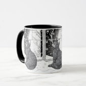 Kätzchen am Fenster Schneeflocken Sternenhimmel Mok (Voorkant links)