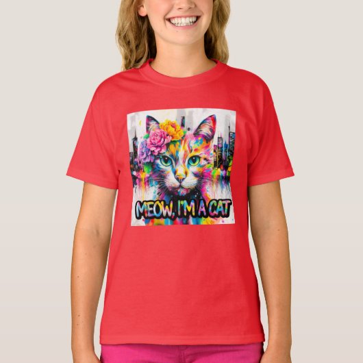 Katze bunt t-shirt (Voorkant)