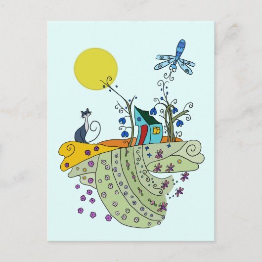 Katze mit Haus Briefkaart (Voorkant)