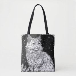 Katze mit Mandala unter magischem Sternenhimmel Draagtas