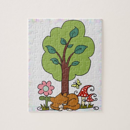 Katze unterm Baum Legpuzzel (Verticaal)