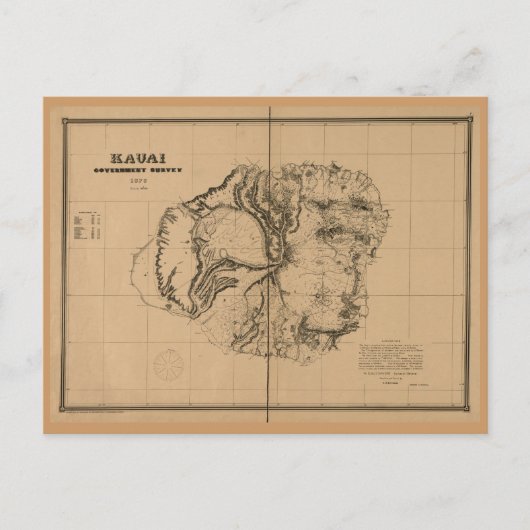 Kauai, 1878, Carte d'Hawaï Vintage (Devant)