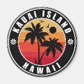 Kauai Beach Hawaii Retro Palm Trees 60s Souvenirs Magneet (Voorkant)
