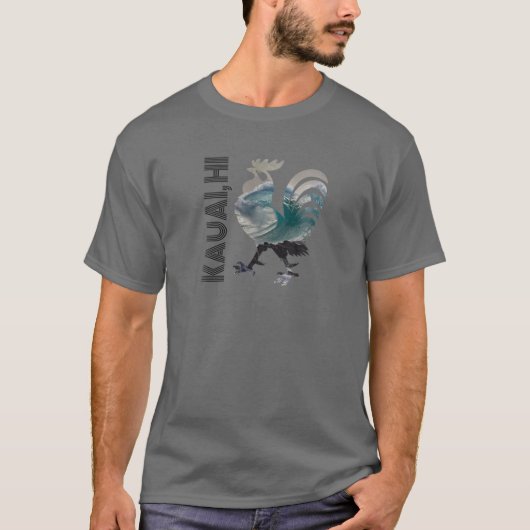 Kauai Chicken Rooster Hawaii Surf Wave Design T-shirt (Voorkant)