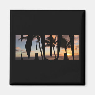 Kauai, Hawaï Zonsondergang met palmbomen Magneet