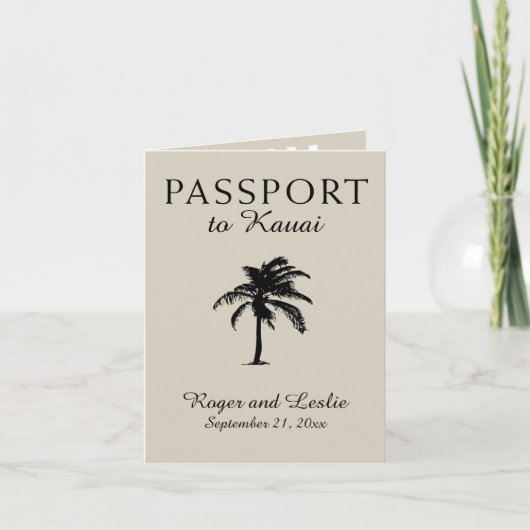 Kauai Hawaii Cream and Black Wedding Passport (Voorkant)