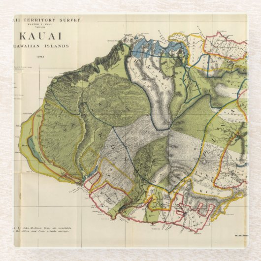 Kauai, Hawaii Glazen Onderzetter (Voorkant)