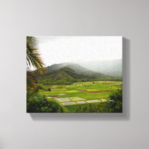 Kauai, Hawaii Lush Fields Landscape Canvas Afdruk
