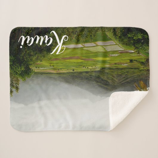 Kauai Hawaii Lush Landscape Sherpa Deken (Voorkant (horizontaal))