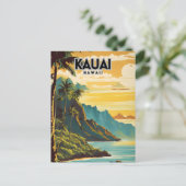 Kauai Hawaii Nostalgische Retro Reiskunst Briefkaart (Staand voorkant)
