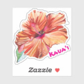 Kauai Hibiscus Watercolor Hawaiian Sticker (Feuille)