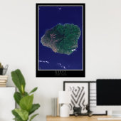 Kauai Island Hawaii van de Space Satellite Map Poster (Thuiskantoor)