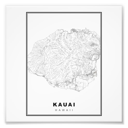 Kauai Kaart Foto Afdruk (Voorkant)