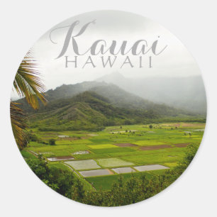 Kauai, Landscape Scene Hawaii Ronde Sticker