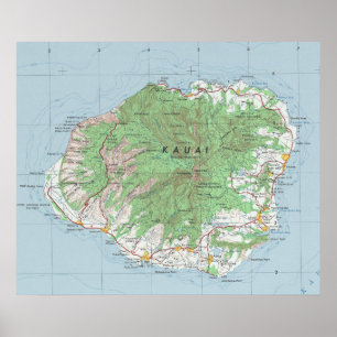 Kauai  Map Poster