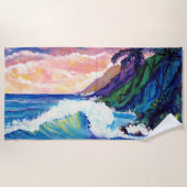 Kauai Na Pali kust met Ocean Wave Beach Towel Strandlaken (Voorkant)