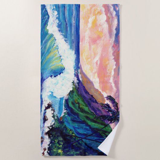 Kauai Na Pali kust met Ocean Wave Beach Towel Strandlaken (Voorkant)