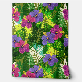 Kauai Oerwoud Hawaiiaanse Hibiscus en Palmen - Bri Behang