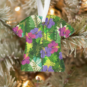 Kauai Oerwoud Hawaiian Hibiscus Aloha Shirt- Multi Ornament