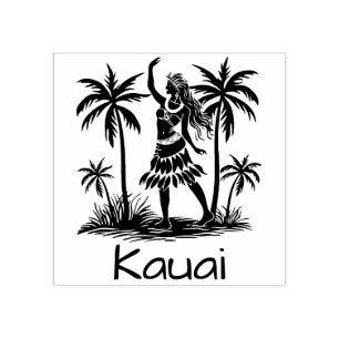 Kauai Rubber Stamp Hawaiian Dancer Palm Trees Rubberstempel