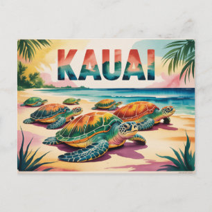 Kauai Strand Schildpadden Illustratie Briefkaart
