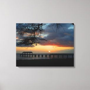 Kauai Waimea Pier Sunset Canvas Afdruk