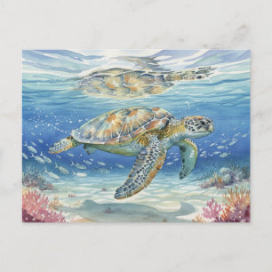 Kauai Zeeschildpadden ondergedompeld in de zee Briefkaart
