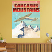 Kaukasus bergt het oude poster voor reizen canvas afdruk (Insitu (Woonkamer))