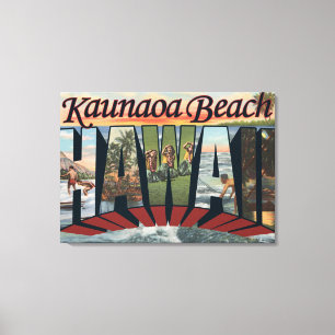 Kaunaoa Beach, Hawaii - grote letterscènes Canvas Afdruk