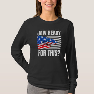 Kauw Klaar Voor Deze Haai Amerikaanse Vlag Grunge T-shirt